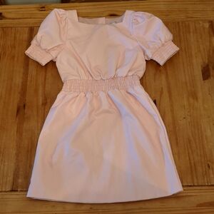 Girls Habitual Pink Puff Sleeve, Faux Leather Dress, Size 12